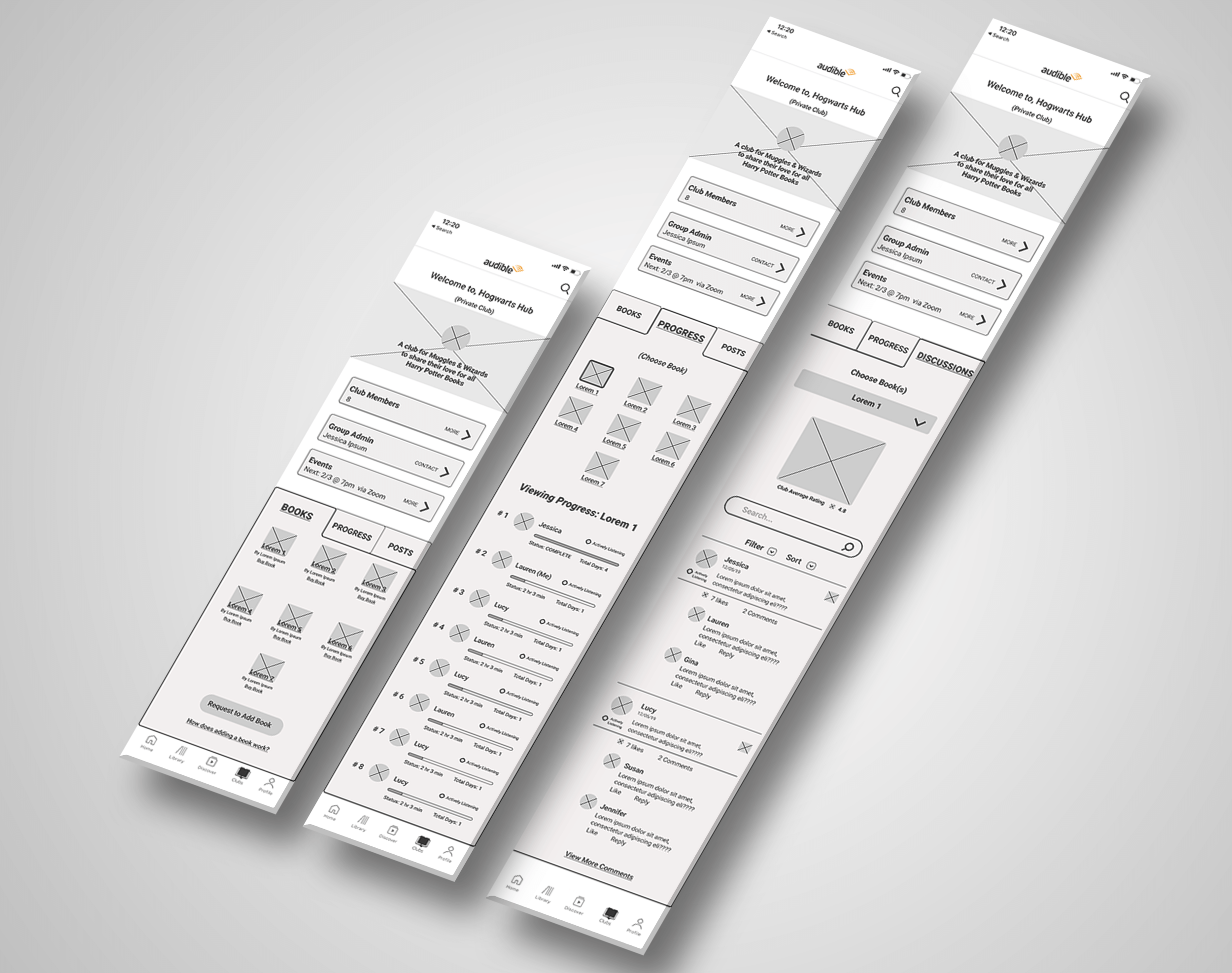 Private Club Main Page with Books, Progress, and Discussions tabs