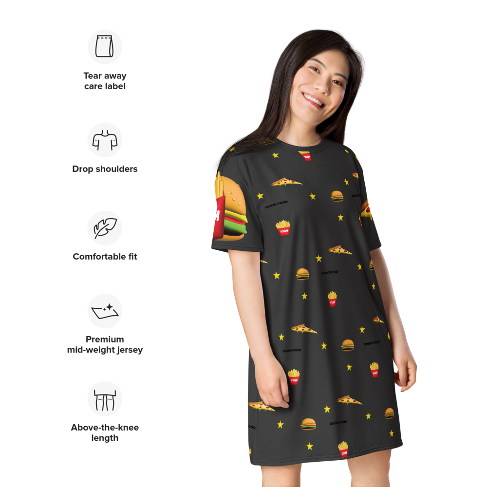 All-over print dress right front view