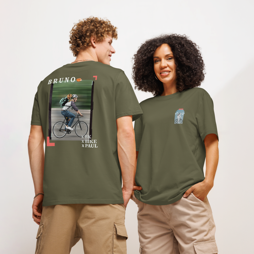 Custom organic ribbed neck tee front and back
