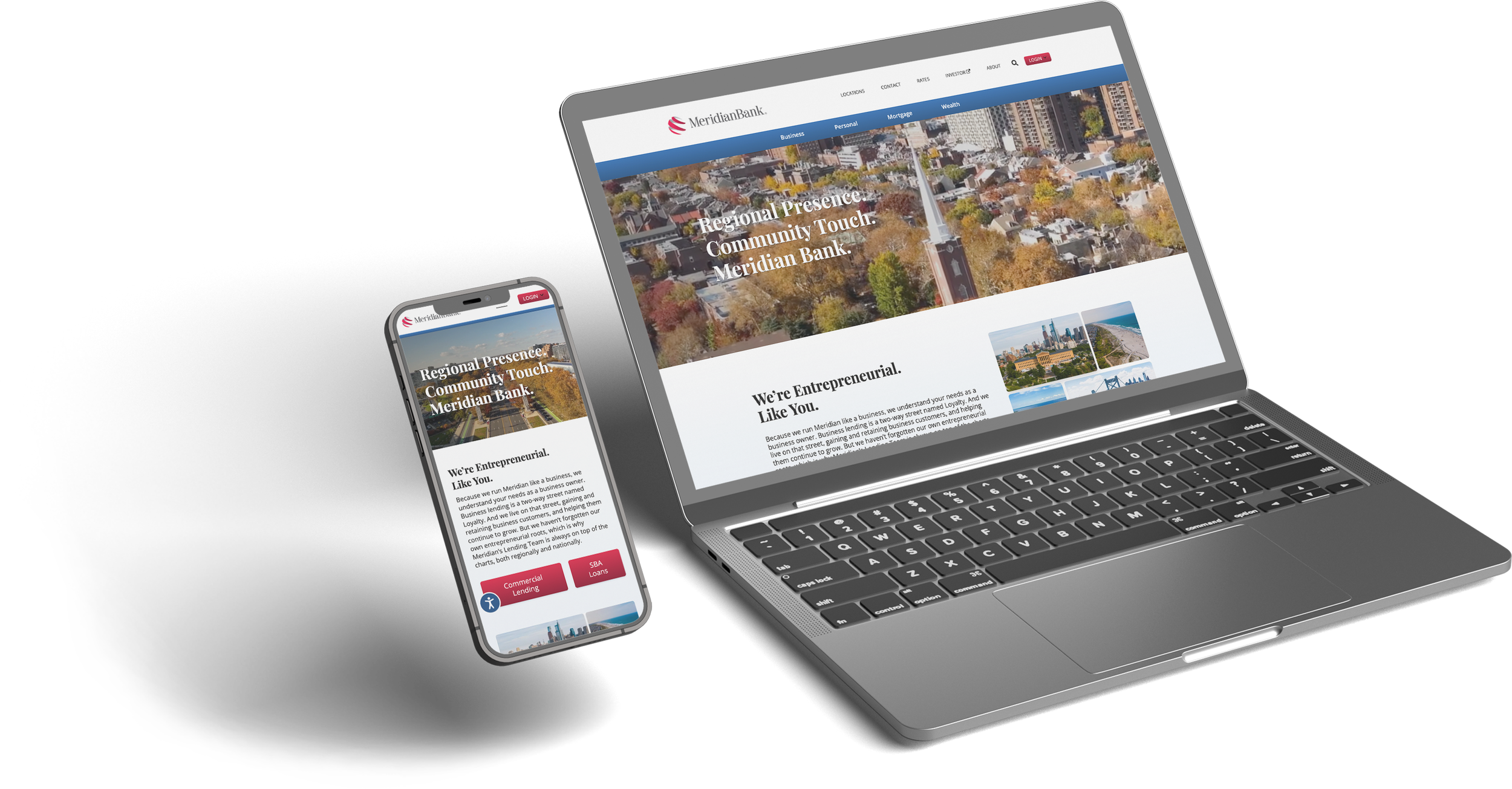 Meridian Bank redesign project mockup