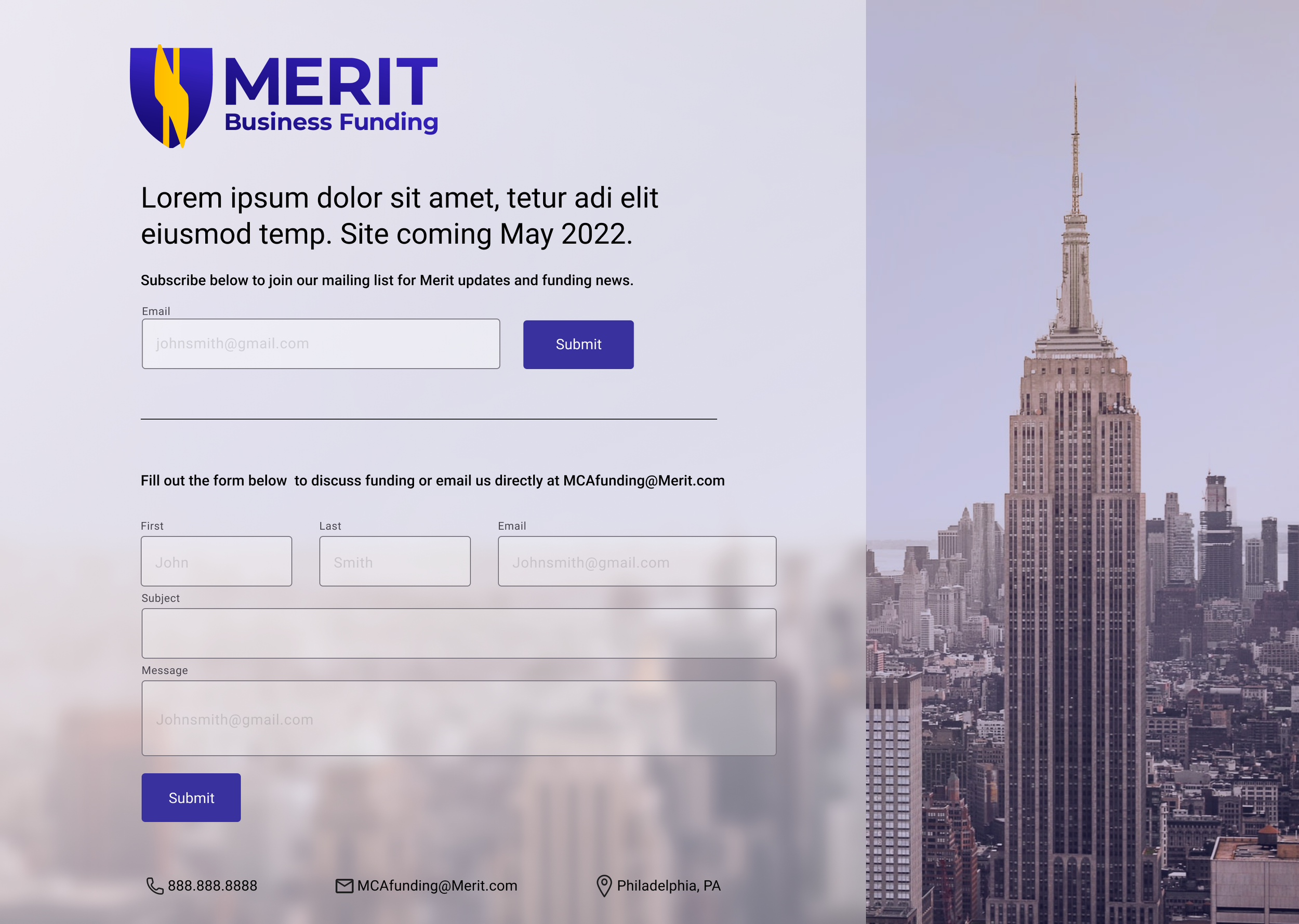 Merit website splash page option 3