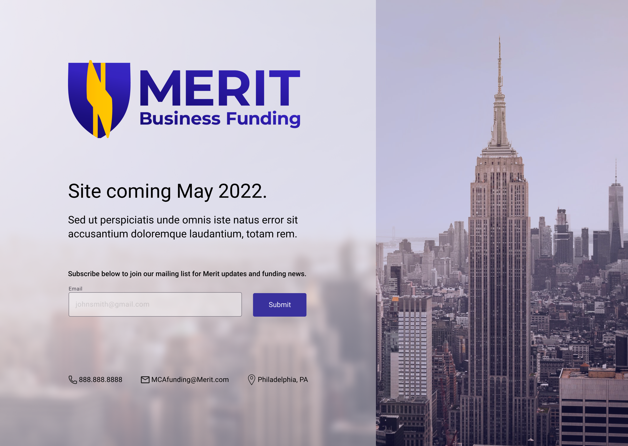 Merit website splash page option 4