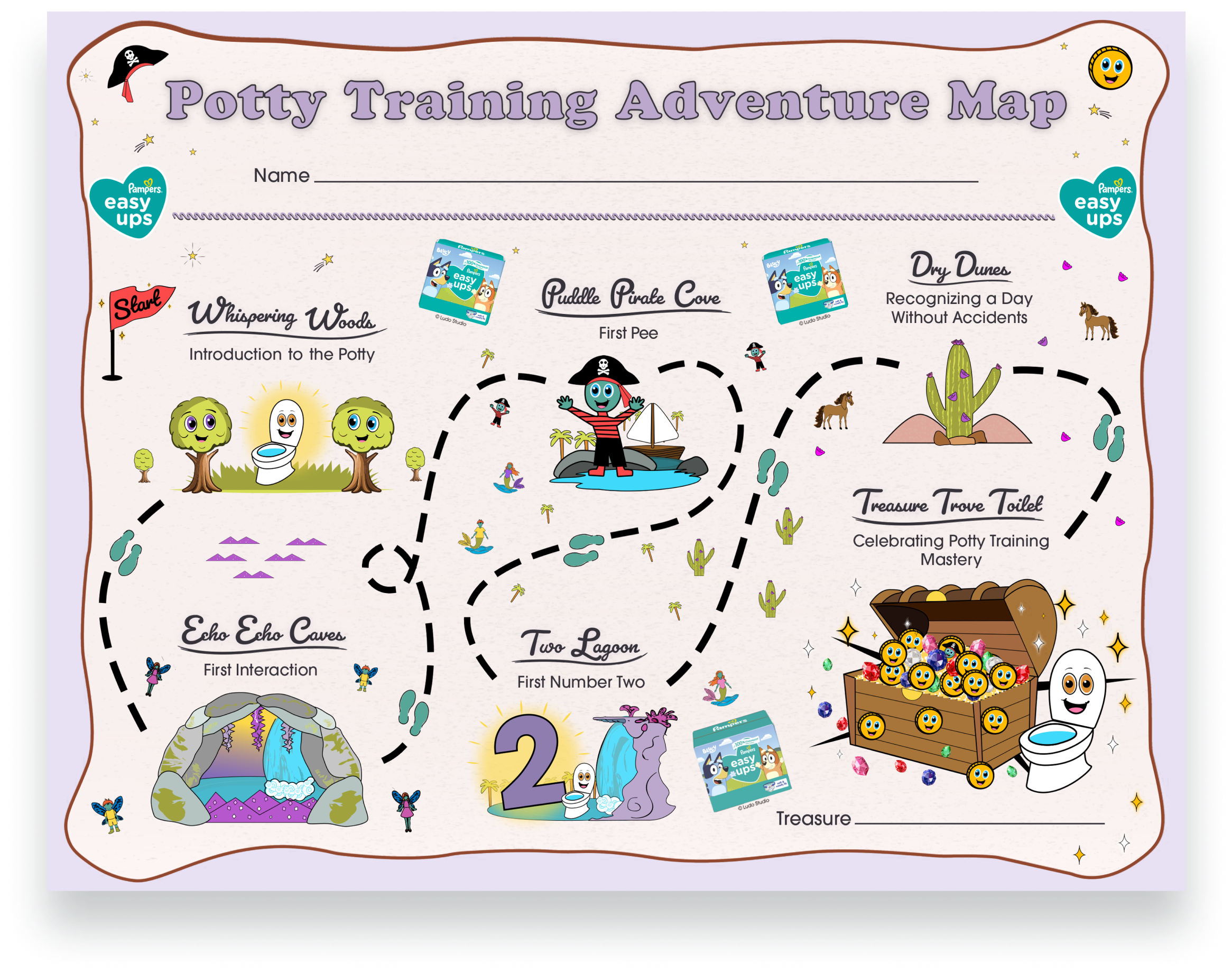 Potty training adventure map illustration