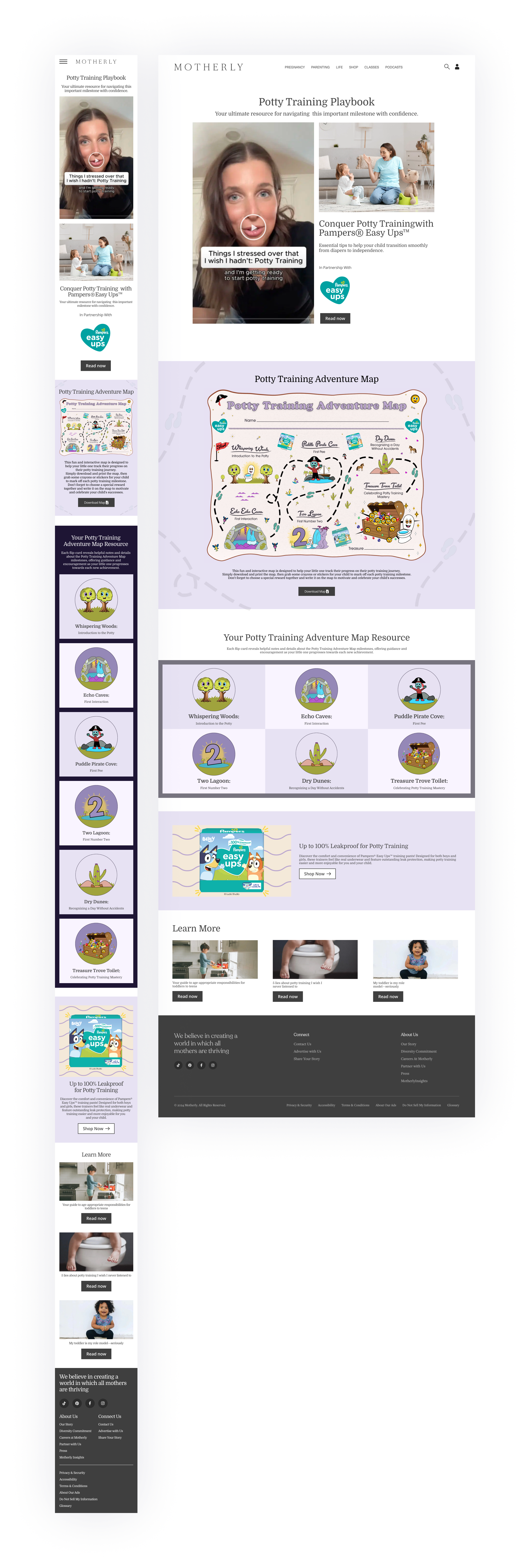 Motherly x Pampers color wireframes