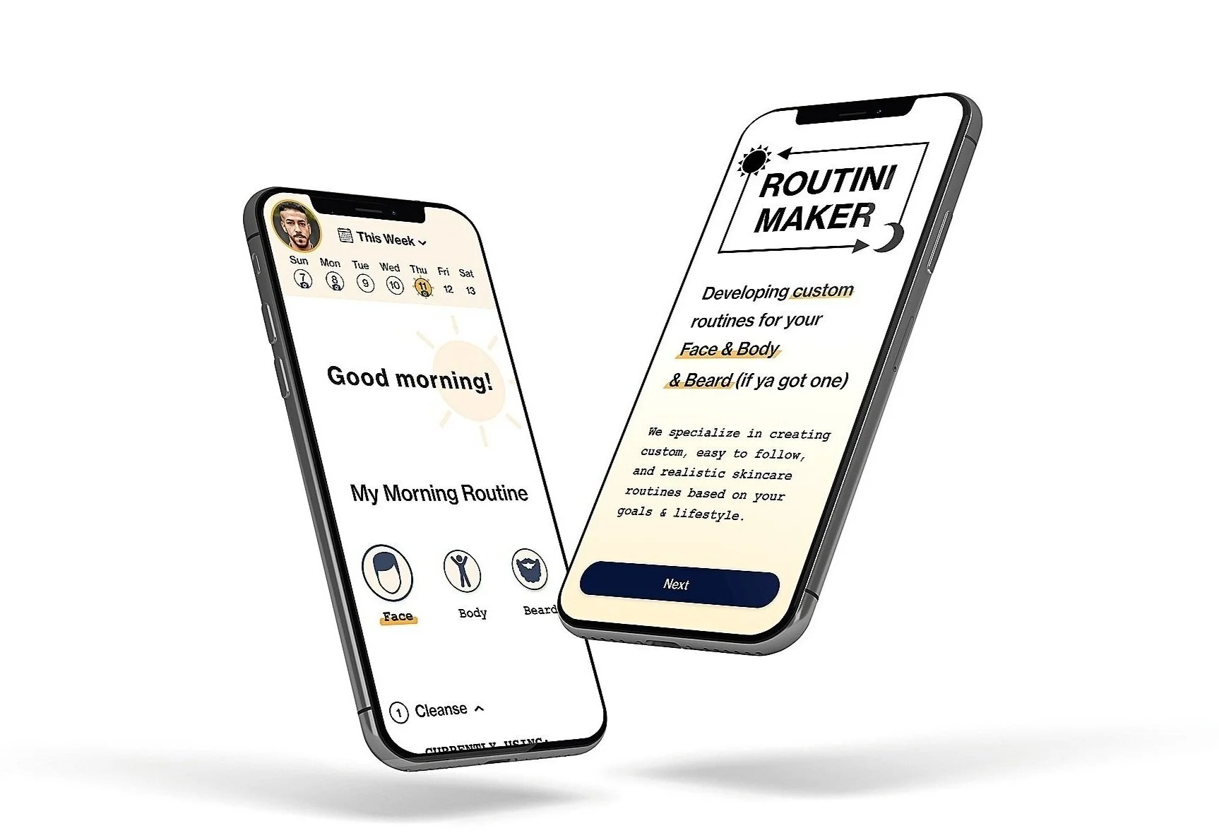 Routini Maker app mockup on iPhone