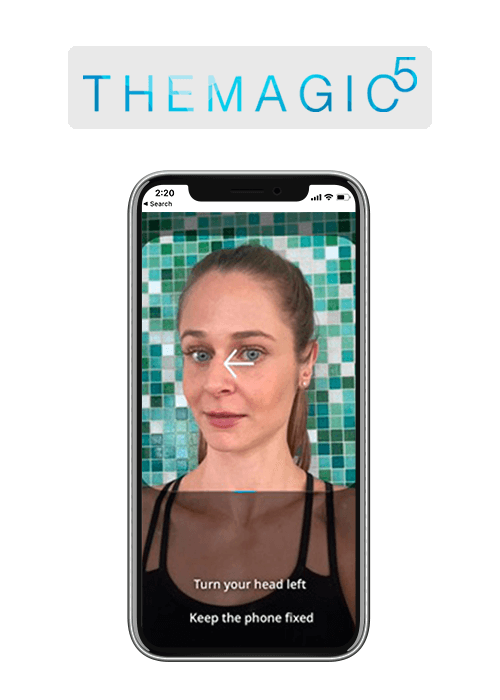 The Magic 5 app facial recognition screens that inspired Routini's AI selfie scanning